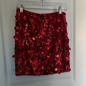 miduo Dazzling Red Sequin Mini Skirt Elastic Waist Perfect for a Night Out SZ L